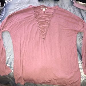 Long sleeve lace up shirt